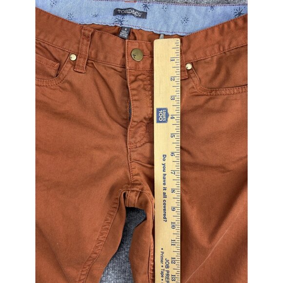 Toad&Co Pants Womens 6 Rust Brown Organic Cotton Stretch Chino Skinny Casual - Picture 4 of 8